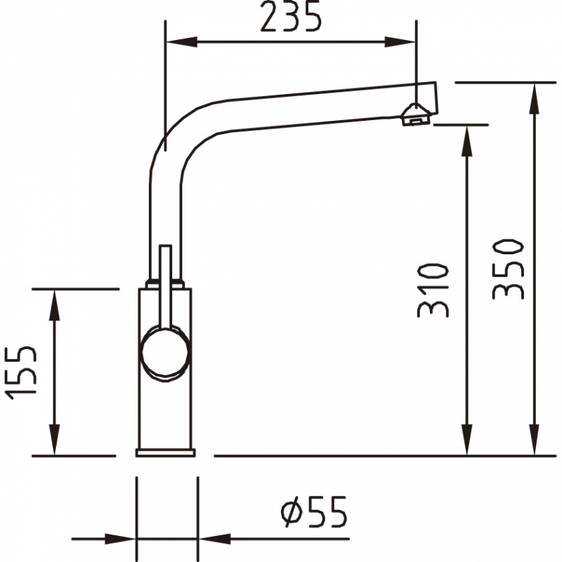 Grifo moderno negro mate para Osmosis Inversa