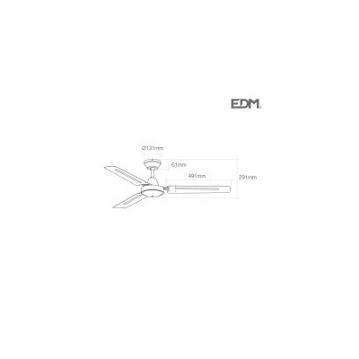 VENTILADOR DE TECHO MODELO MINI INDUSTRIAL BLANCO 60W Ø ASPAS 120 cm EDM