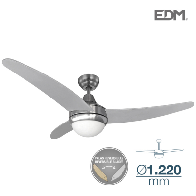 VENTILADOR DE TECHO MODELO EGEO PLATEADO/NIQUEL 60W Ø ASPAS 122 cm EDM