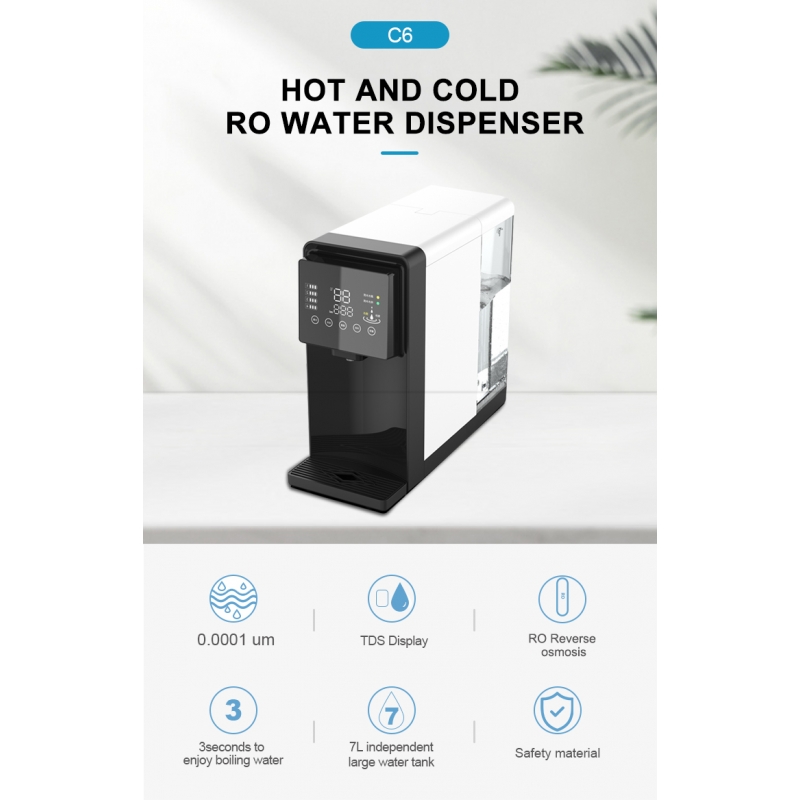 Dispensador de sobremesa con agua fría, caliente y Osmosis.